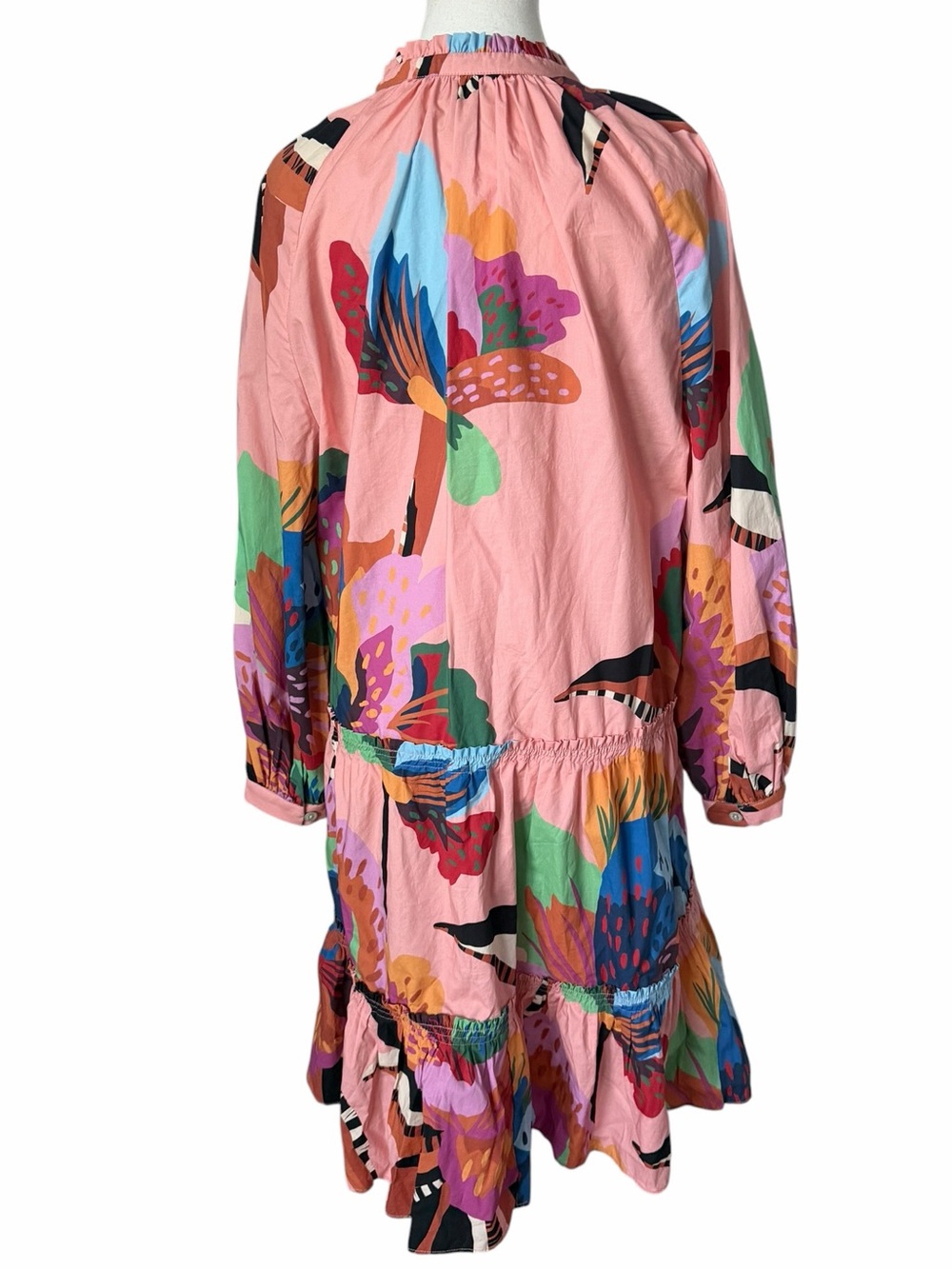 Farm Rio Lucy Mini Floral Pink Multicolor Tropical Tiered Dress - Picture 4 of 9